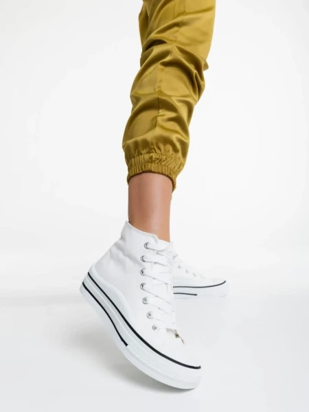 Дамски кецове бели от текстилен материал Rosemin