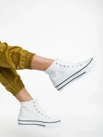 Дамски кецове бели от текстилен материал Rosemin