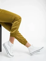 Дамски кецове бели от текстилен материал Rosemin