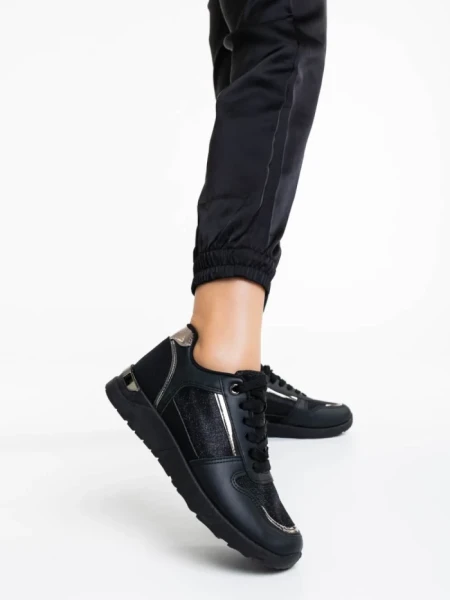 Дамски спортни обувки черни от екологична кожа Litsa