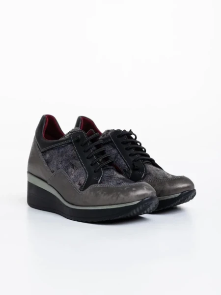 Дамски ежедневни обувки сиви от естествена кожа Roma