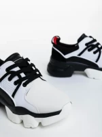 Дамски спортни обувки бели с черно от текстилен материал Nalini