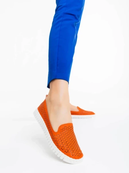 Дамски еспадрили оранжеви от екологична кожа Luisa