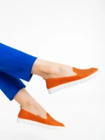 Дамски еспадрили оранжеви от екологична кожа Luisa