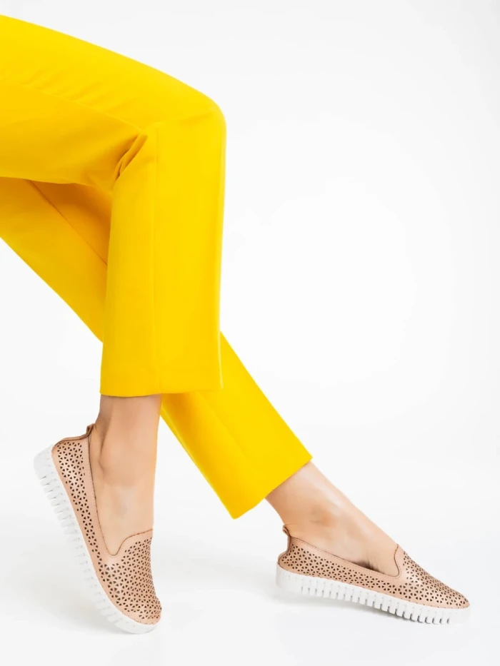 Дамски еспадрили цвят шампанско от екологична кожа Luisa