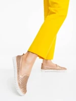 Дамски еспадрили цвят шампанско от екологична кожа Luisa