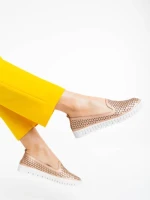 Дамски еспадрили цвят шампанско от екологична кожа Luisa