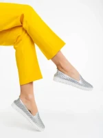 Дамски еспадрили сребристи  от текстилен материал Ligia