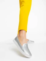 Дамски еспадрили сребристи  от текстилен материал Ligia