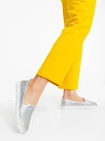 Дамски еспадрили сребристи  от текстилен материал Ligia