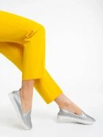 Дамски еспадрили сребристи  от текстилен материал Ligia