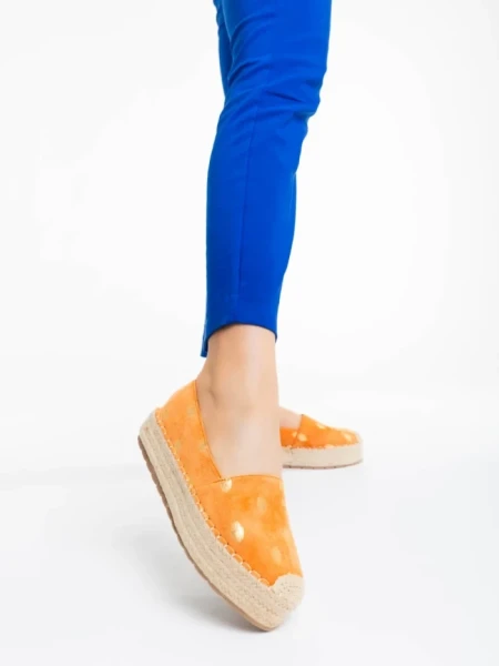 Дамски еспадрили оранжеви от текстилен материал Oana