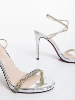 Дамски сандали сребристи от екологична кожа Lordina