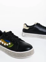 Дамски спортни обувки черни от екологична кожа Sonna