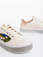 Дамски спортни обувки бежови от екологична кожа Sonna