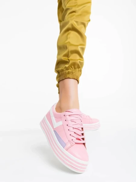 Дамски спортни обувки розови от екологична кожа Gratiela