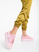 Дамски спортни обувки розови от екологична кожа Gratiela