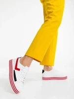 Дамски спортни обувки бели с червено от екологична кожа Gratiela