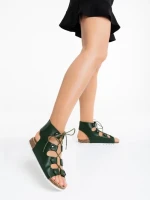 Дамски сандали зелени от екологична кожа Makeena