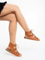 Дамски сандали камел от екологична кожа Makeena