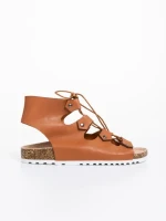 Дамски сандали камел от екологична кожа Makeena