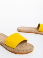 Дамски чехли жълти от текстилен материал Zora