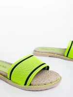 Дамски чехли зелени от текстилен материал Zaraza