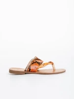 Дамски чехли оранжеви от екологична лачена кожа Savanna