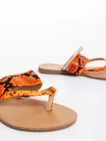 Дамски чехли оранжеви от екологична лачена кожа Savanna