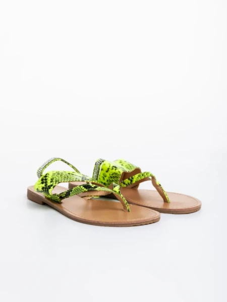 Дамски чехли зелени от екологична лачена кожа Savanna