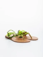 Дамски чехли зелени от екологична лачена кожа Savanna