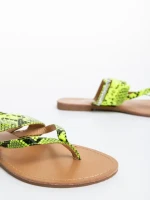 Дамски чехли зелени от екологична лачена кожа Savanna