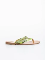 Дамски чехли зелени от екологична лачена кожа Sanziana