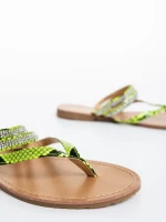 Дамски чехли зелени от екологична лачена кожа Sanziana