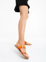 Дамски чехли оранжеви от екологична кожа Petra