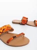 Дамски чехли оранжеви от екологична кожа Petra