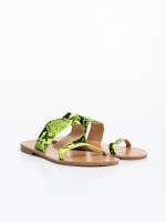 Дамски чехли зелени от екологична кожа Petra