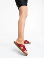 Дамски чехли червени от текстилен материал Eveline