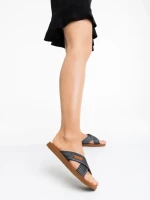 Дамски чехли черни от текстилен материал Eveline