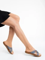 Дамски чехли сиви от текстилен материал Eveline