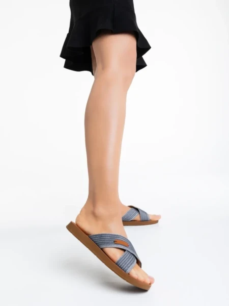 Дамски чехли сиви от текстилен материал Eveline