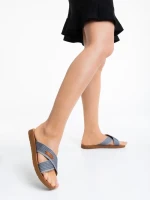 Дамски чехли сиви от текстилен материал Eveline