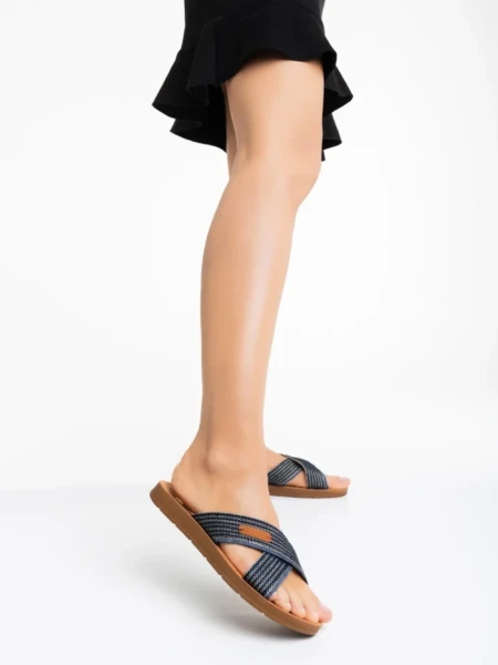 Дамски чехли сини от текстилен материал Eveline