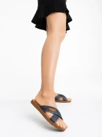 Дамски чехли сини от текстилен материал Eveline