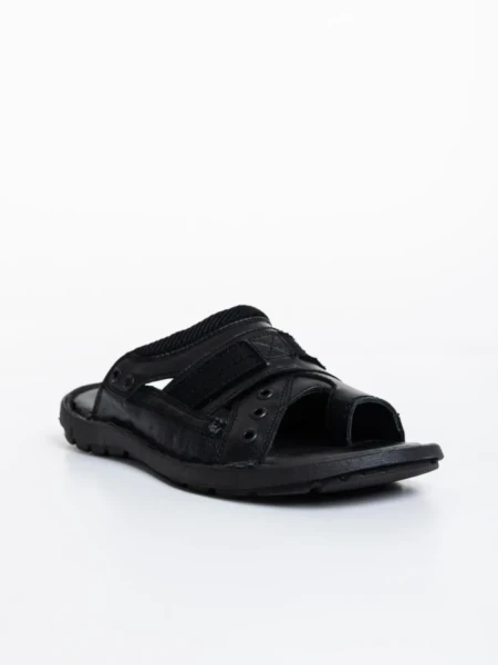 Мъжки чехли черни от екологична кожа Jastom