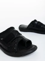 Мъжки чехли черни от екологична кожа Jastom