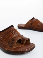 Мъжки чехли кафяви от екологична кожа Jastom