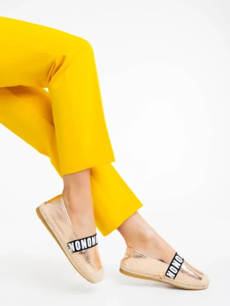 Дамски еспадрили цвят шампанско от екологична кожа Rodica