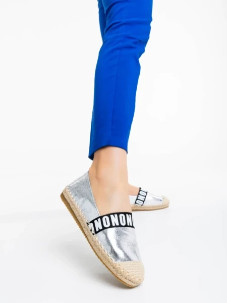 Дамски еспадрили сребристи от екологична кожа Rodica