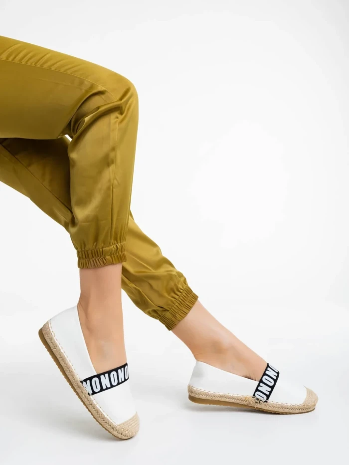 Дамски еспадрили  бели от екологична кожа Rodica